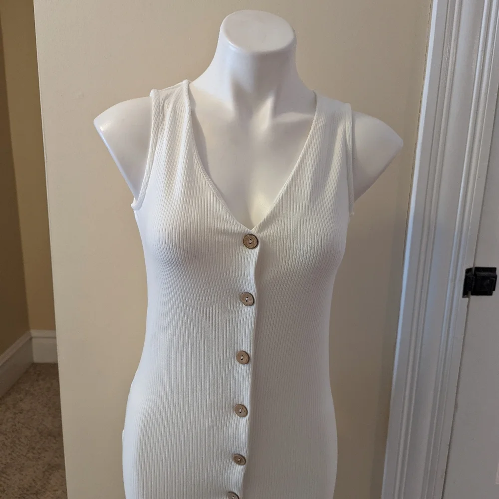 Modcloth Jessy B white ribbed button down dress size xs - Picture 4 of 7
